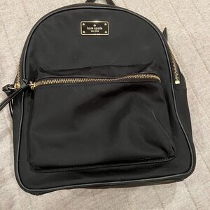 Small Kate Spade Black Backpack with Gold Zippers